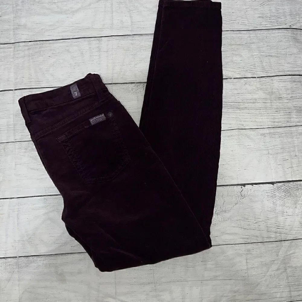 7 For All Mankind 7FAM The Skinny Burgundy Maroon Corduroy Pants Cords sz 26
